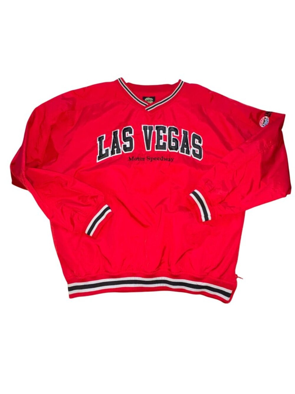 Las Vegas Motor Speedway 90's Puillover Windbreaker Shirt-Red-L-GUC
